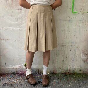 vintage 70s beige pleated skirt